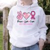 Peace Love Cure Pink Ribbon Cancer Breast Awareness Hoodie