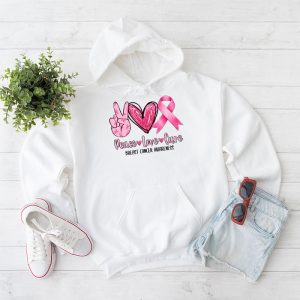 Peace Love Cure Pink Ribbon Cancer Breast Awareness Hoodie 2 1