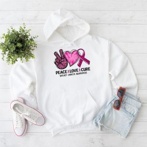 Peace Love Cure Pink Ribbon Cancer Breast Awareness Hoodie 2 3