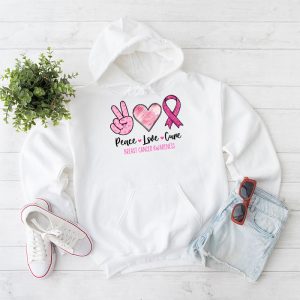 Peace Love Cure Pink Ribbon Cancer Breast Awareness Hoodie 2