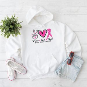 Peace Love Cure Pink Ribbon Cancer Breast Awareness Hoodie 2 4