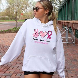 Peace Love Cure Pink Ribbon Cancer Breast Awareness Hoodie 2 5