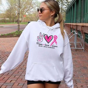 Peace Love Cure Pink Ribbon Cancer Breast Awareness Hoodie 2 9