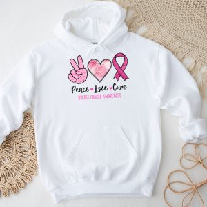 Peace Love Cure Pink Ribbon Cancer Breast Awareness Hoodie 3