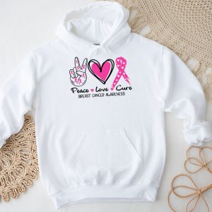 Peace Love Cure Pink Ribbon Cancer Breast Awareness Hoodie 3 4