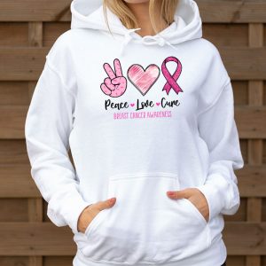 Peace Love Cure Pink Ribbon Cancer Breast Awareness Hoodie 3 5