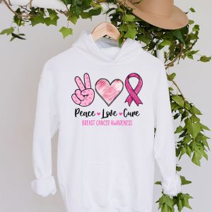 Peace Love Cure Pink Ribbon Cancer Breast Awareness Hoodie 4