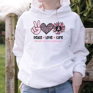 Peace Love Cure Pink Ribbon Cancer Breast Awareness Hoodie