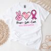 Peace Love Cure Pink Ribbon Cancer Breast Awareness T-Shirt