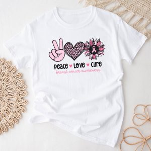 Peace Love Cure Pink Ribbon Cancer Breast Awareness T-Shirt