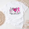 Peace Love Cure Pink Ribbon Cancer Breast Awareness T-Shirt