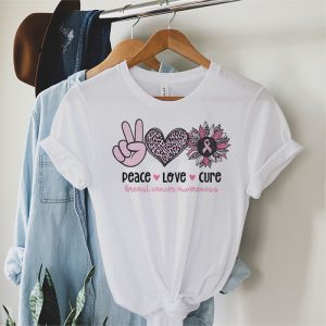 Peace Love Cure Pink Ribbon Cancer Breast Awareness T Shirt 2 2