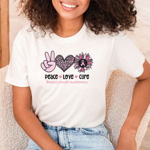 Peace Love Cure Pink Ribbon Cancer Breast Awareness T Shirt 2 7