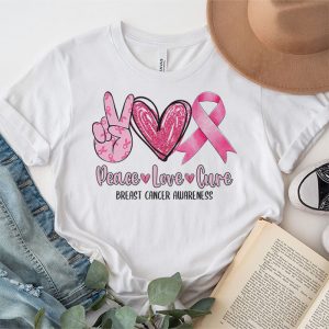 Peace Love Cure Pink Ribbon Cancer Breast Awareness T Shirt 3 1