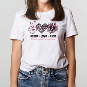 Peace Love Cure Pink Ribbon Cancer Breast Awareness T Shirt 3 7