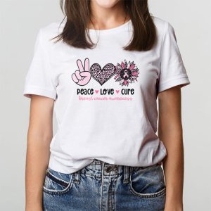 Peace Love Cure Pink Ribbon Cancer Breast Awareness T Shirt 4 2