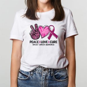 Peace Love Cure Pink Ribbon Cancer Breast Awareness T Shirt 4 3