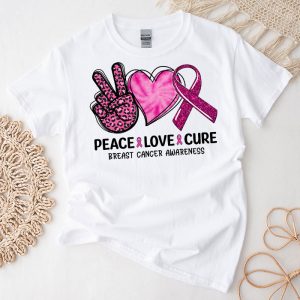 Peace Love Cure Pink Ribbon Cancer Breast Awareness T-Shirt