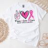 Peace Love Cure Pink Ribbon Cancer Breast Awareness T-Shirt