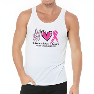 Peace Love Cure Pink Ribbon Cancer Breast Awareness Tank Top 3 4