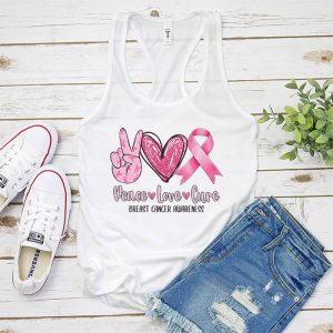 Peace Love Cure Pink Ribbon Cancer Breast Awareness Tank Top 4 1