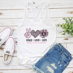 Peace Love Cure Pink Ribbon Cancer Breast Awareness Tank Top 4 2