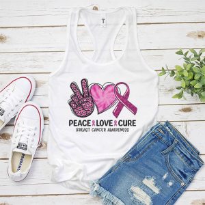 Peace Love Cure Pink Ribbon Cancer Breast Awareness Tank Top 4 3