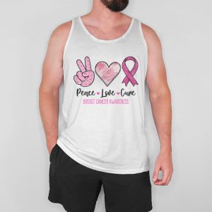 Peace Love Cure Pink Ribbon Cancer Breast Awareness Tank Top 5