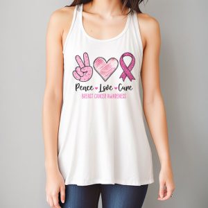 Peace Love Cure Pink Ribbon Cancer Breast Awareness Tank Top 6