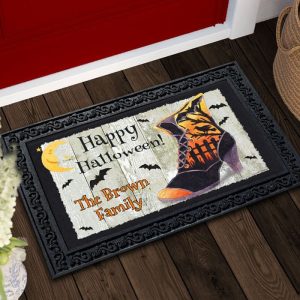 Personalized Halloween Witches Boot Doormat Welcome Mat