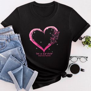 Breast Cancer Survivor Pink Butterfly I’m A Survivor T-Shirt 1