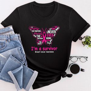 Breast Cancer Survivor Pink Butterfly I’m A Survivor T-Shirt 4