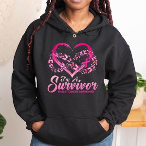 Pink Butterfly Heart Im A Survivor Breast Cancer Awareness Hoodie 1 2