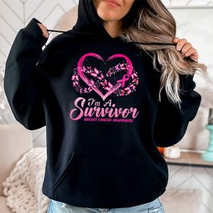 Pink Butterfly Heart Im A Survivor Breast Cancer Awareness Hoodie 2 2