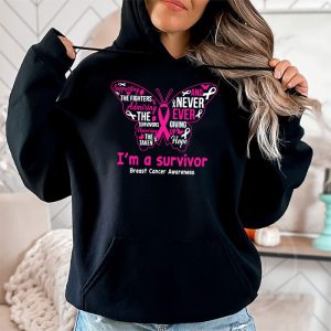 Pink Butterfly Heart Im A Survivor Breast Cancer Awareness Hoodie 2 3