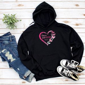 Pink Butterfly Heart I'm A Survivor Breast Cancer Awareness Hoodie