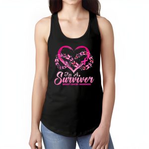Pink Butterfly Heart Im A Survivor Breast Cancer Awareness Tank Top 1 2