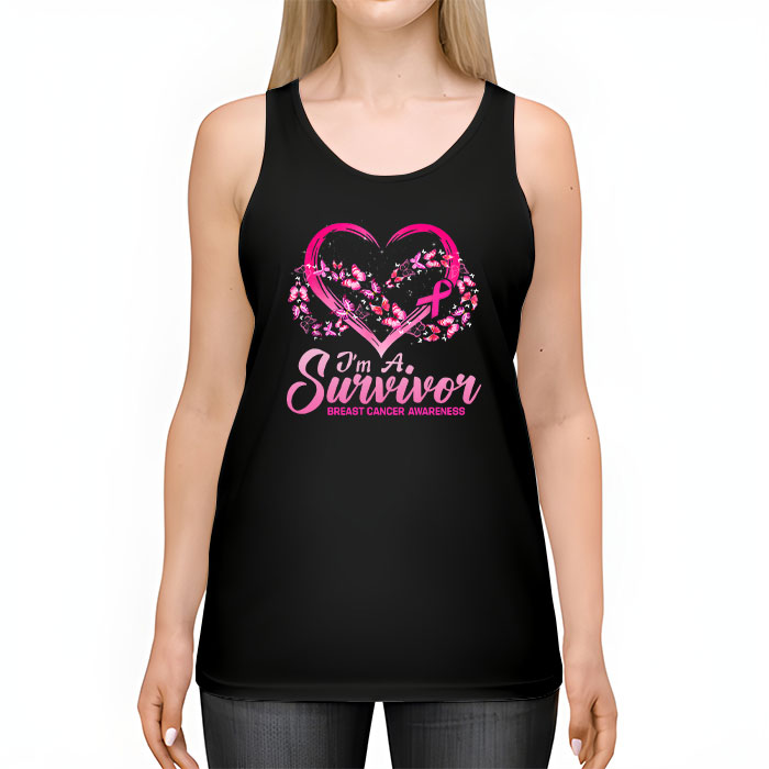 Pink Butterfly Heart Im A Survivor Breast Cancer Awareness Tank Top 2 2