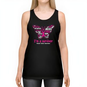 Pink Butterfly Heart Im A Survivor Breast Cancer Awareness Tank Top 2 3