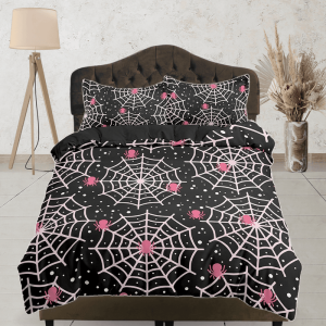 Pink Spider Web Halloween Bedding & Pillowcase