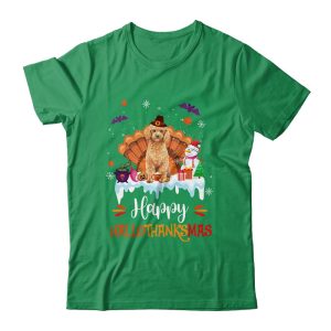 Poodle HalloThanksMas Halloween Thanksgiving Christmas Unisex T Shirt For Adult Kids 2