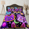 Psychedelic Bats 90s Neon Halloween Bedding Hippie Retro Duvet Cover Set
