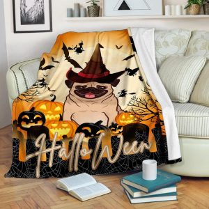 Pug Halloween Dog Personalized Fleece Blanket 1