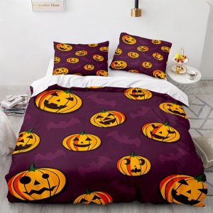 Pumpkin And Bat Halloween Bedding & Pillowcase