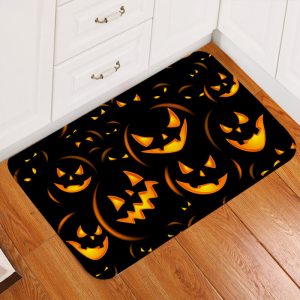 Pumpkin Faces Halloween Doormat Welcome Mat