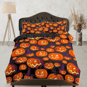 Pumpkin Prints Halloween Full Size Bedding & Pillowcase