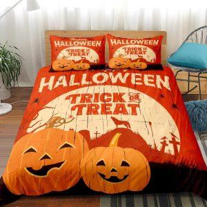 Pumpkin Trick Or Treat Halloween Bedding Set Bedroom Decor