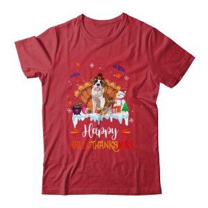 Saint Bernard Happy HalloThanksMas Halloween Christmas Unisex T Shirt For Adult Kids 1