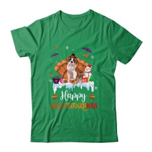 Saint Bernard Happy HalloThanksMas Halloween Christmas Unisex T Shirt For Adult Kids 2