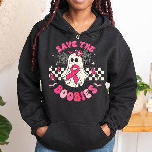 Save The Boobies Ghost Halloween Pink Ribbon Breast Cancer Hoodie 1 2